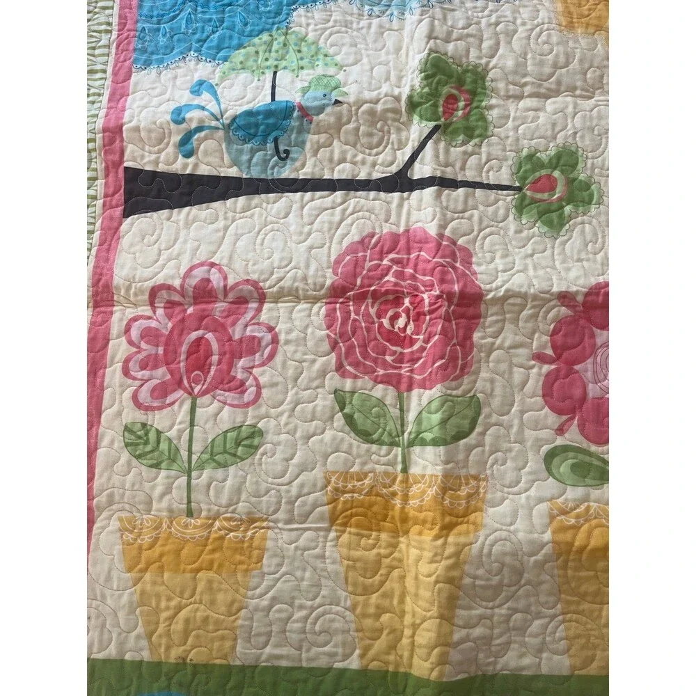 Handmade Baby Crib/Wall Hanging “Chance of Flowers” Quilt